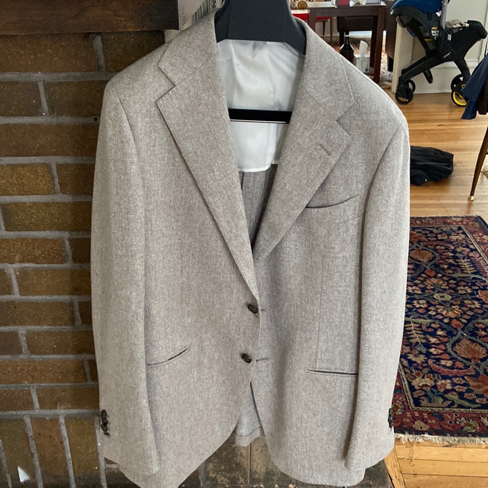 SuitSupply 42R light brown Flannel sport coat